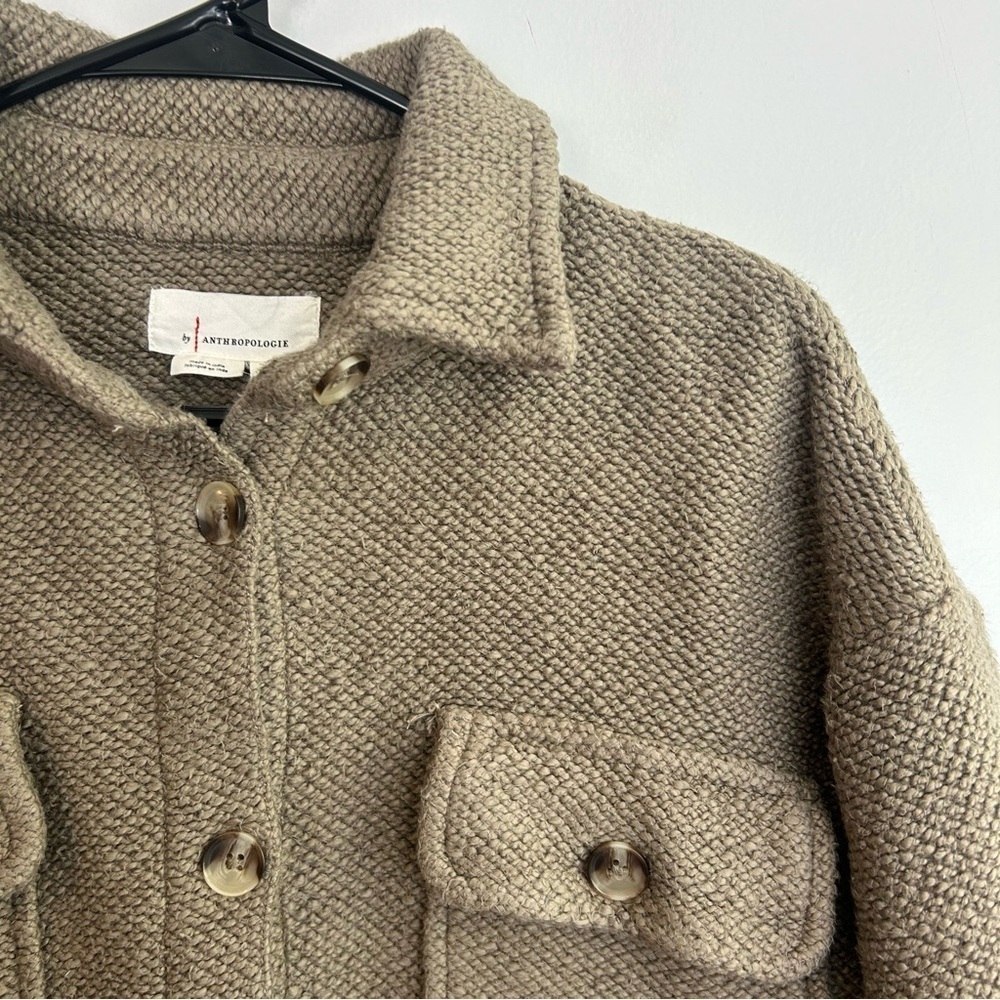 Anthropologie Knit Shacket Soft Brown Oversized Long Sleeve Button Down Size XS - Picture 5 of 13